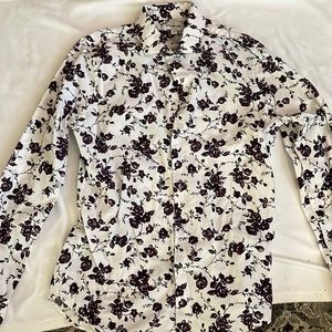 Express button down shirt - Purple roses on white